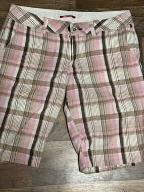 UNIONBAY Pink, Brown & Cream Plaid Shorts